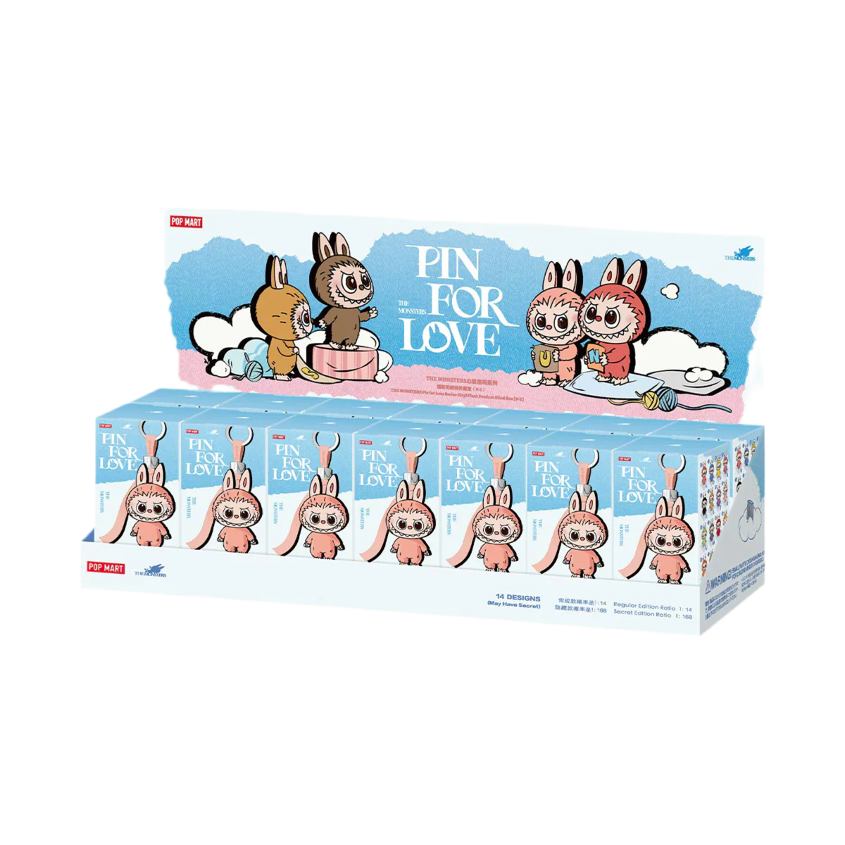 POPMART THE MONSTERS PIN FOR LOVE SERIES-VINYL PLUSH PENDANT BLIND BOX (N-Z) WHOLE BOX X 14