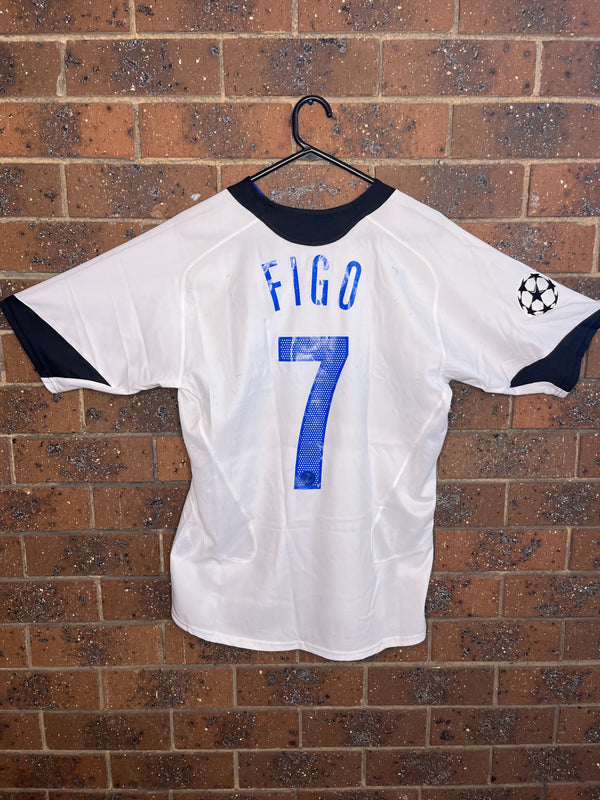 DEADSTOCK 2005-06 Vintage Nike Inter Milan Home Kit Champions League #7 Figo Jersey (M)