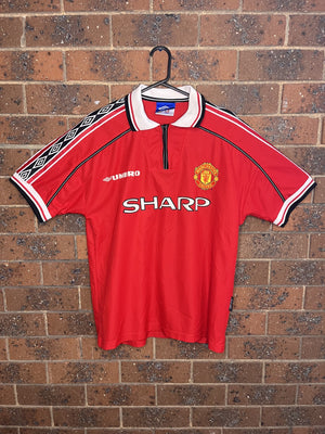 1998-1999 Vintage Umbro Embroidered Manchester United Home Kit Jersey (L)